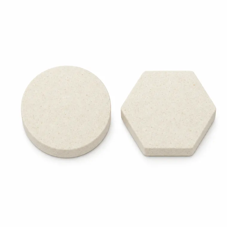 Tablet kunyah bulat dan heksagon